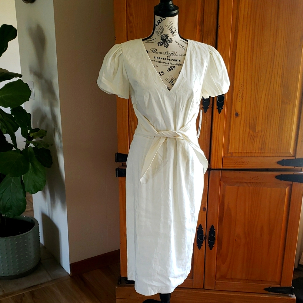 ANTONIO MELANI Cream Midi Wrap Dress